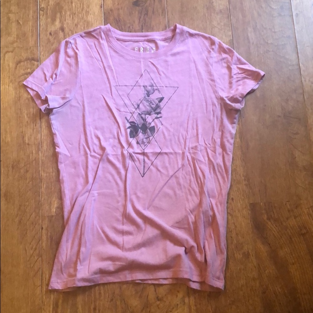 pink tee with black flower detailing